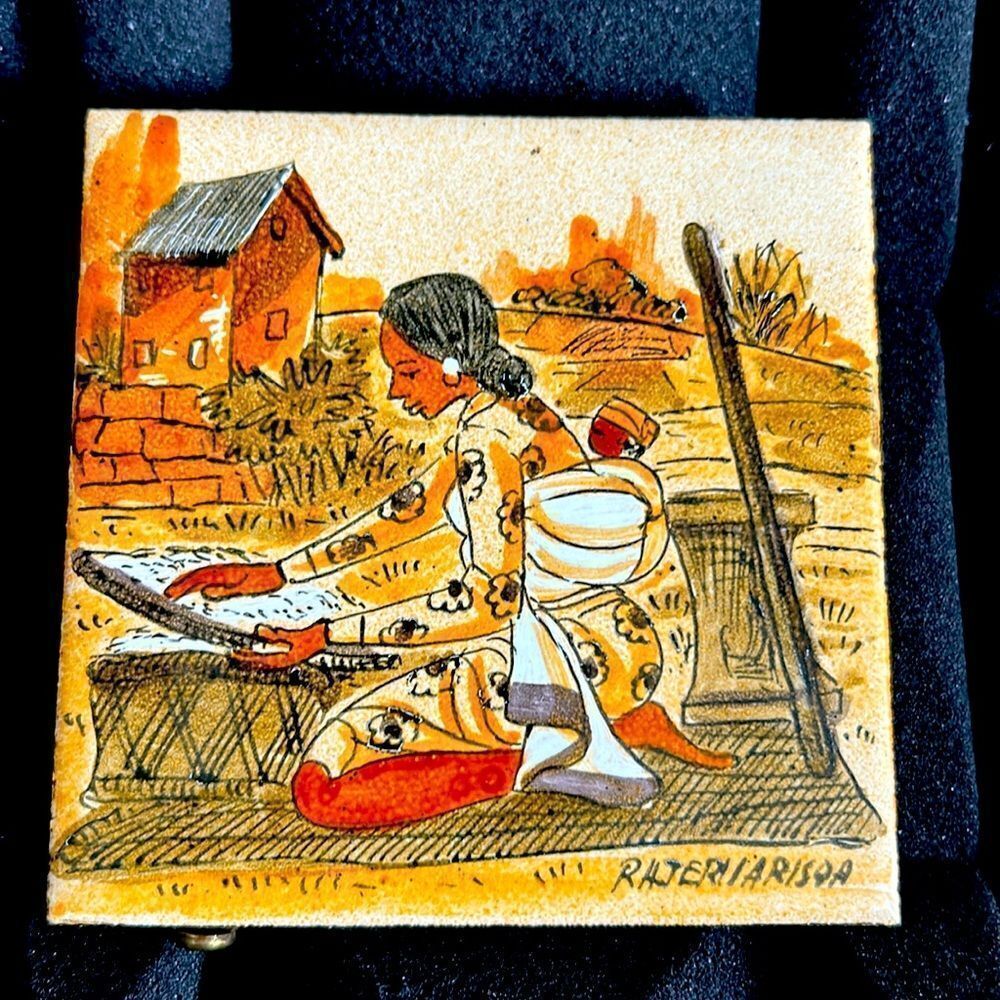 Tile Handmade  Match Storage Box 4 Drawers Strikers, no matches, 4.5x4.5”